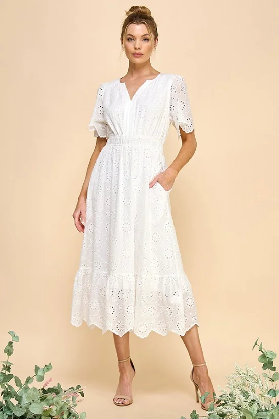 Picture of Ch008-T5079D - Eyelet Romance Midi Dress