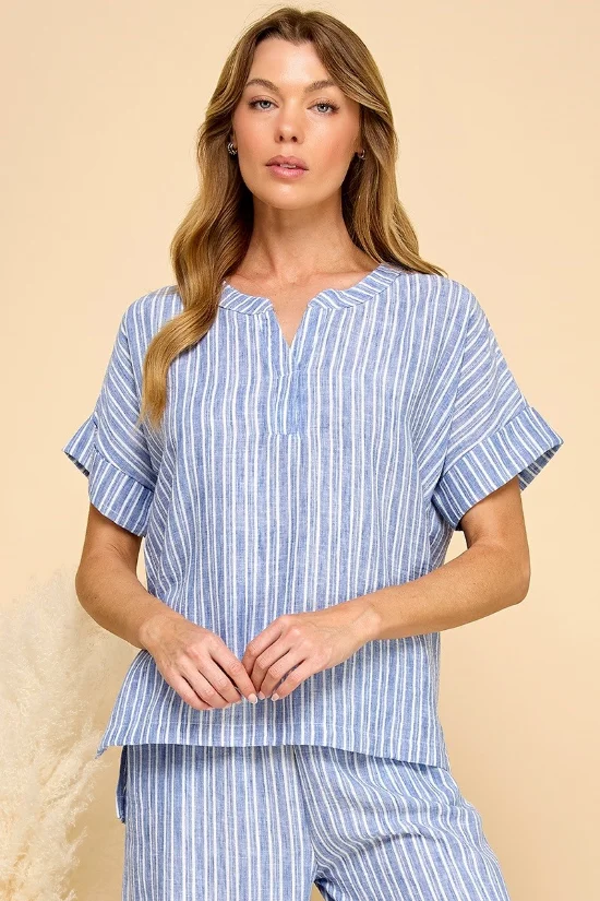 Picture of EK5131T-Charming  striped shirt