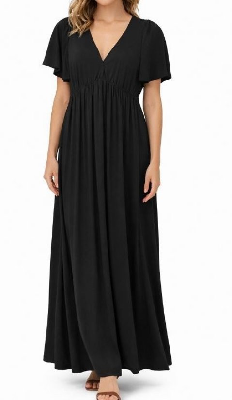 Picture of SILVER7027D-Classic Flowy V-Neck Maxi Dress