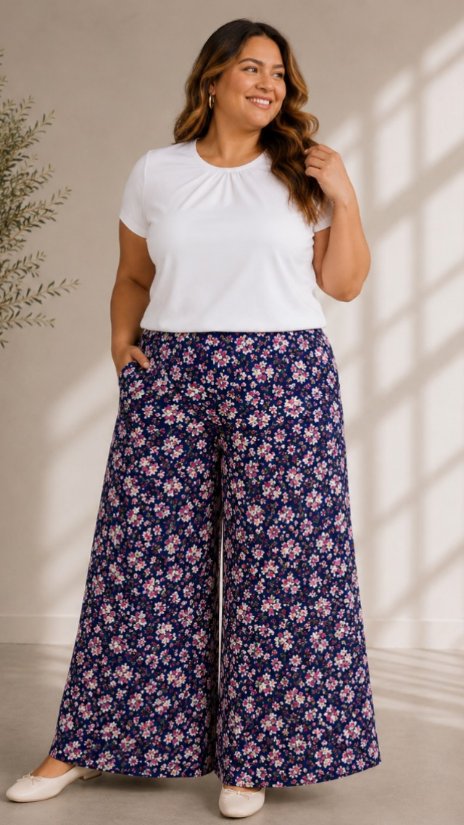 Picture of X211260P-CURVY -Floral wide-leg pants-PREORDER