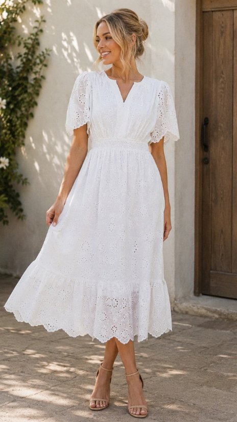 Picture of CHRIS008-Eyelet Romance Midi Dress
