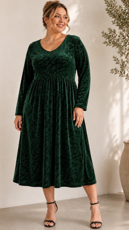 Picture of 61004D VELVET MIDI DRESS -PREORDER