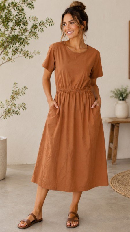 Picture of 20261119D SOLID DRESS WITH POCKETS