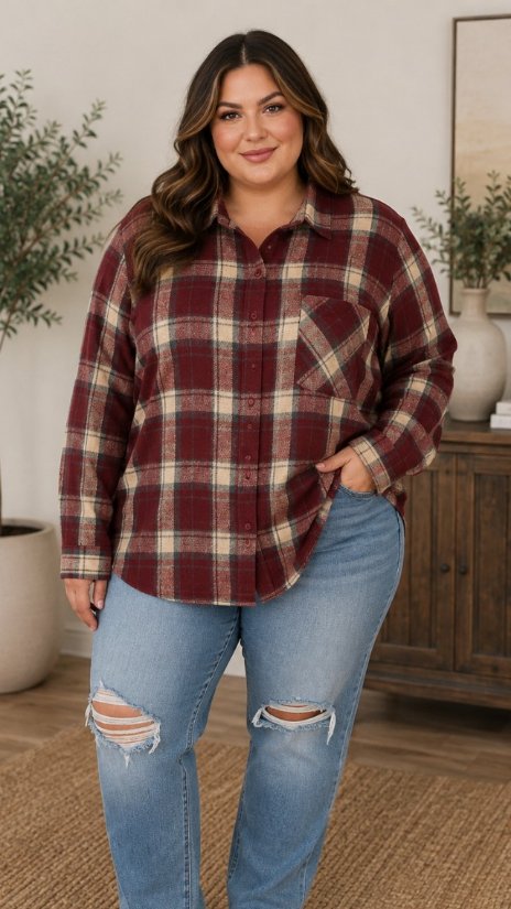 Picture of 61102J-CURVY PLAID SHIRT