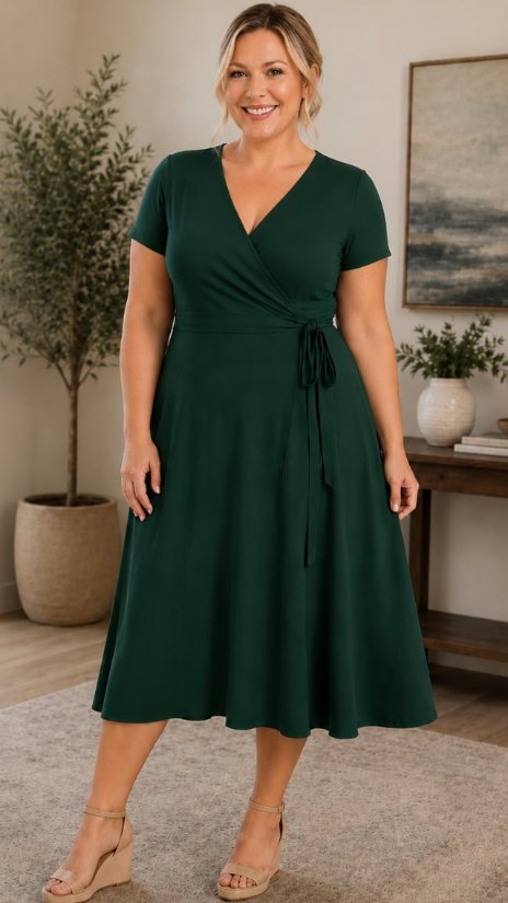 Picture of 19881026D-1-CURVY-Elegance wrap dress