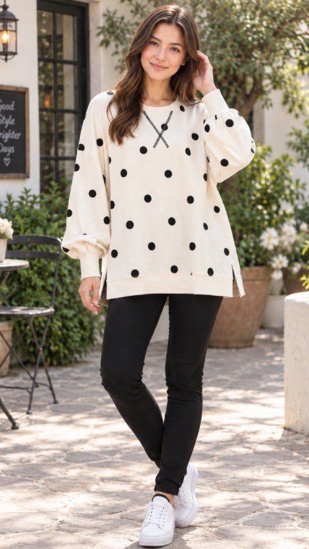 Picture of 61903T POLKA DOT CREWNECK SWEATER