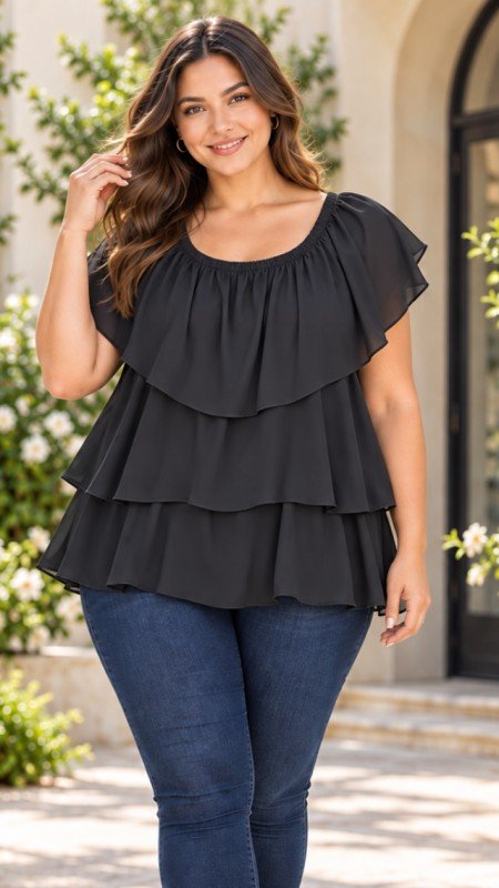 Picture of T5590 TIERED RUFFLE TOP  BLOW OUT FINAL SALE!