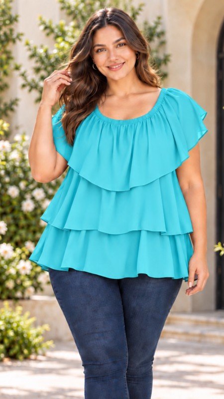 Picture of T5590 TIERED RUFFLE TOP  BLOW OUT FINAL SALE!
