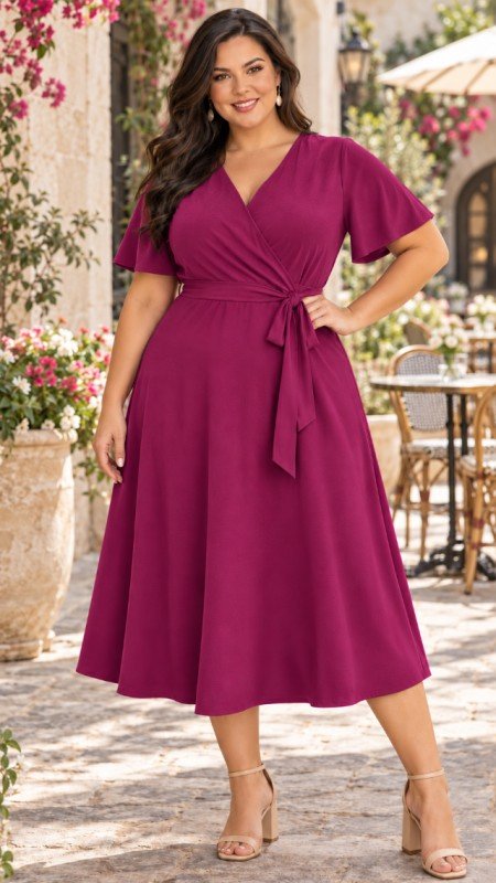 Picture of 060126D-CURVY SOLID MIDI DRESS-PRE ORDER