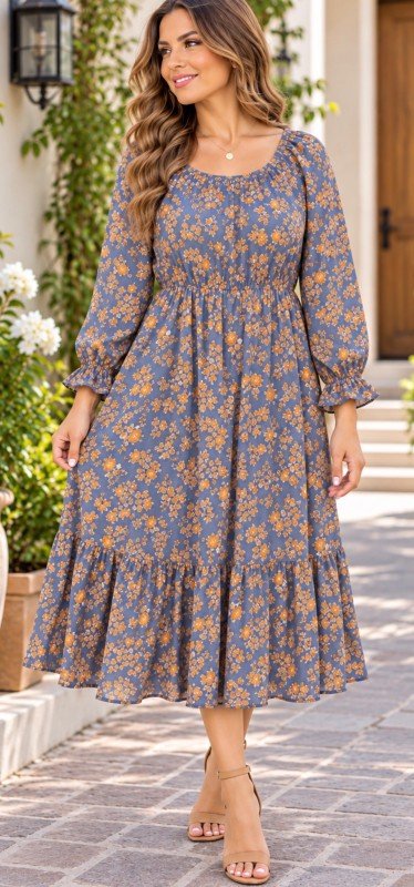 Picture of T3107D FLORAL MIDI DRESS