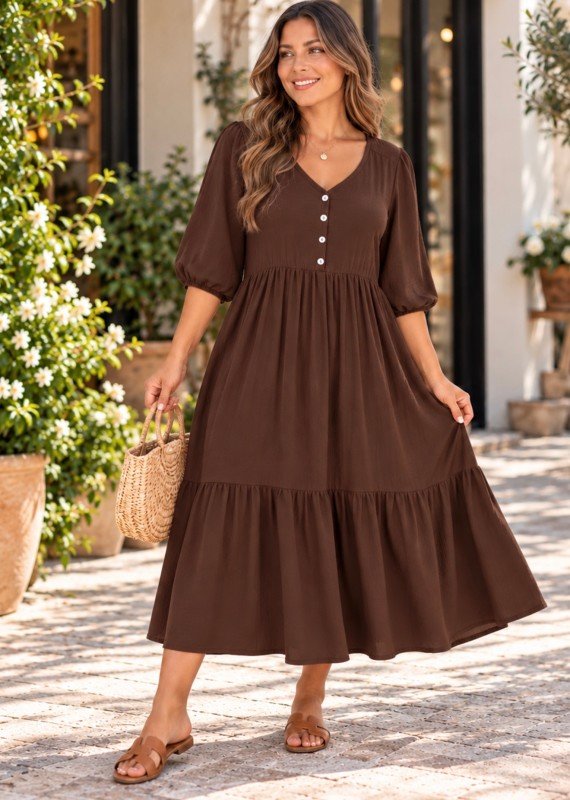 Picture of 2014896D SOLID TIER DRESS