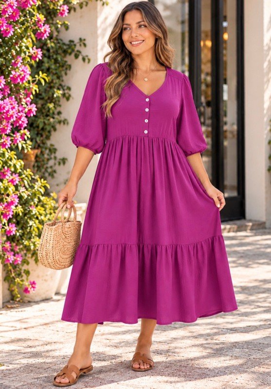 Picture of 20148926D SOLID TIER DRESS